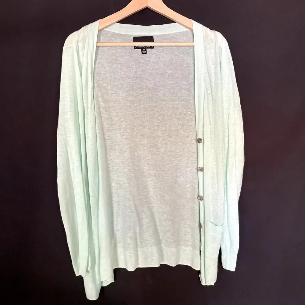 Cynthia Rowley soft mint semi sheer button down cardigan women's‎ size medium